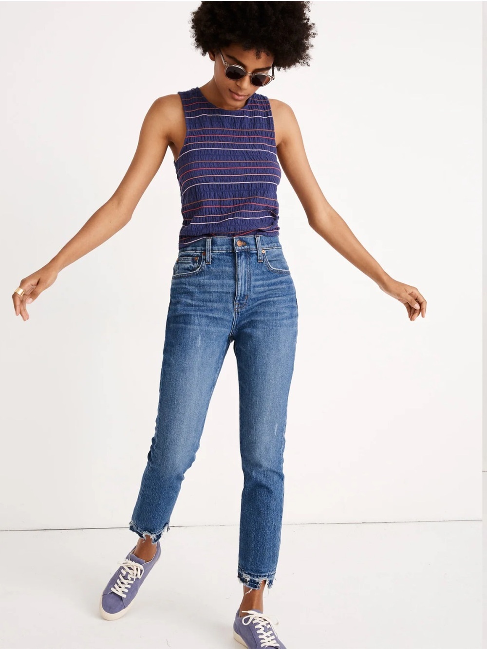 Madewell The High Rise Slim Boyjean Straight Leg Denim Jeans Size 27 Raw Hem